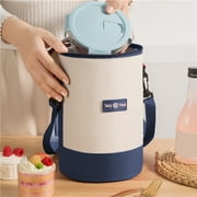 Insulated Cylinder Lunch Bag | 3-Layer Thermal Bento Box with Shoulder Strap | Keep Food Hot or Cold | Water & Oil Resistant | 17.5x17.5x26.5cm