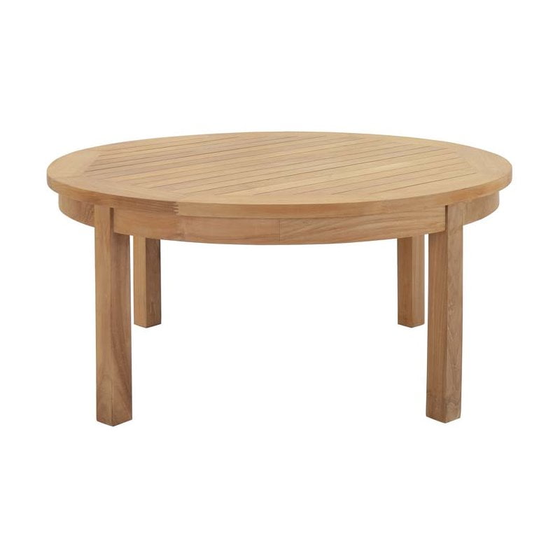 Hawthorne Collections Outdoor Teak Round Coffee Table in Natural
