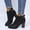 N-Black, variant on Kcodviy Retro Women Leather Square Women's Boots Low Heel Zipper Solid Color Leopard Boots for Women Short Booties Round Toe Rubber Rain Boots Women Shoes