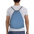 thumbnail image 2 of Bingfone Blue Gingham Drawstrings Backpacks Bags For Men Women Gym Drawstrings Bag, 2 of 9