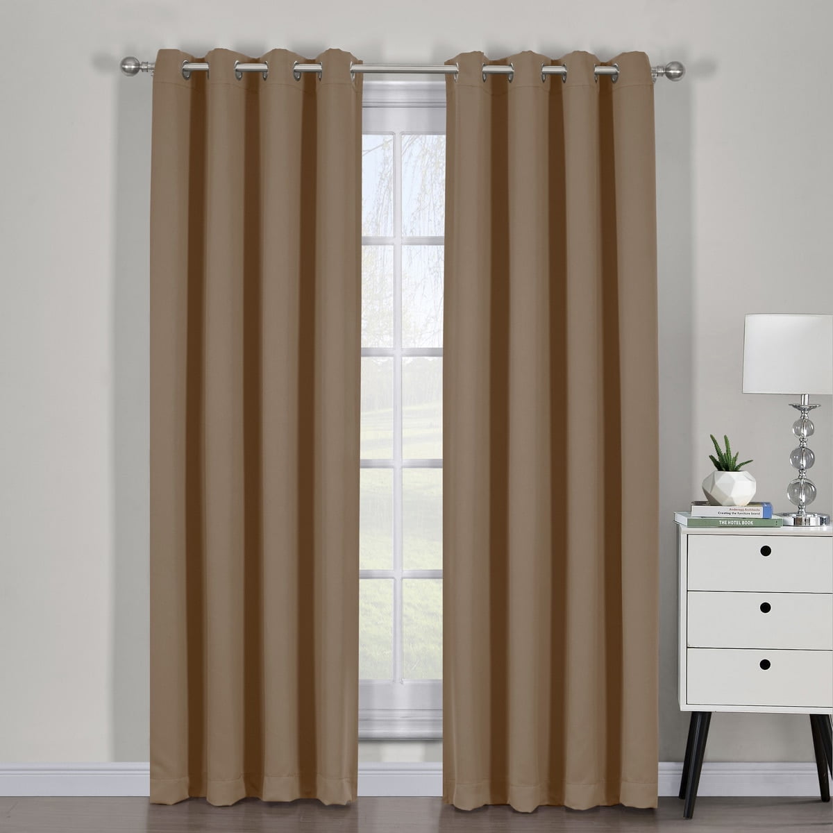 Set Of 2 Ava Blackout Weave Curtain Panels With Tie Backs Pair
