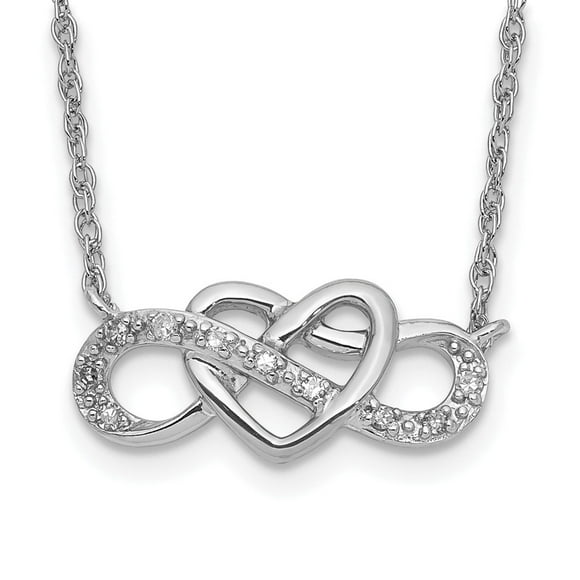 Diamond2Deal 10K White Gold Diamond With Chain Necklace for Women 18"