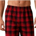 thumbnail image 2 of Mens Pajama Pants Classic Plaid Christmas PJ Bottoms Flannel Cotton Long Pants Straight Fit Lounge Trouser, L Red #A, 2 of 5