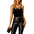 thumbnail image 5 of Allegra K Women's Casual Spaghetti Strap Velvet Crop Cami Tops, 5 of 6