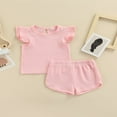 thumbnail image 2 of Newborn Baby Girl Summer Clothes Ribbed Sleeveless Top Elastic Short Pants 2Pcs Set White 3-6 Months, 2 of 8