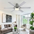 thumbnail image 1 of PHORUS 52" Sand Nickel Ceiling Fan with LED Light, Quiet DC Motor, Remote & App Control, 6-Speed Reversible Flush Mount Fan for Bedroom and Living Room, 1 of 10