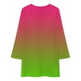thumbnail image 3 of Pink Green Gradient Loose Dress Evening Dress Summer Dresses for Women Luxury Dress Long Sleeved Dress, 3 of 4
