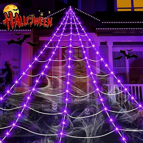 Decoraciones de Halloween Lamgoa Araña Gigante 23x18 Pies 250 Luces LED