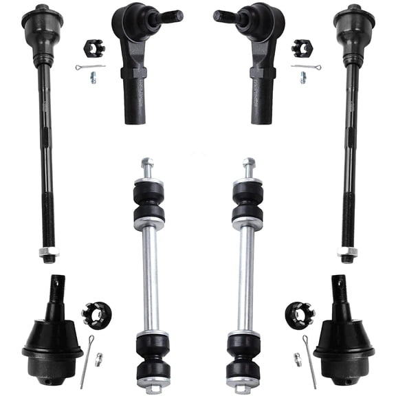 Detroit Axle - 8pc Front Suspension Kit for Chevy Silverado Avalanche Suburban GMC Sierra Yukon XL 2500 3500 Hummer H2, Sway Bar End Links Inner Outer Tie Rods Lower Ball Joints Replacement
