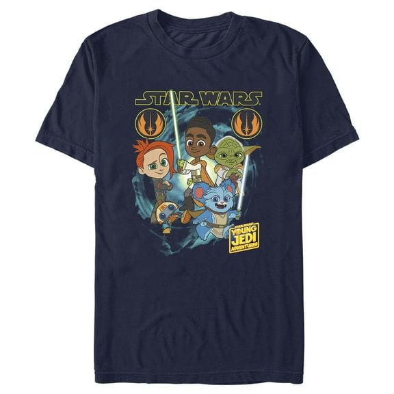 Men's Star Wars: Young Jedi Adventures Group Poster Graphic Tee Navy Blue Small