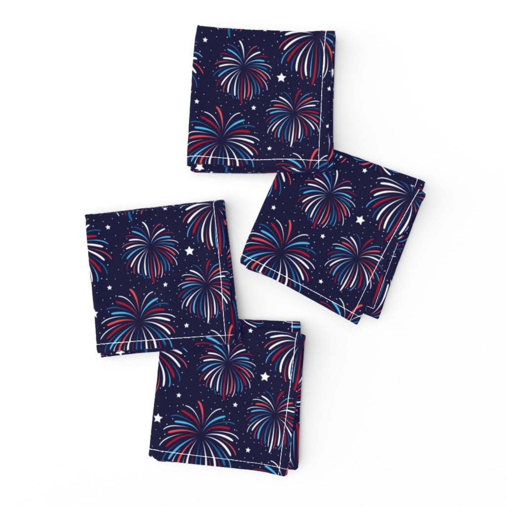 Cocktail Napkins America July 4Th Fireworks Independence Day Usa Of Set