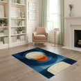 thumbnail image 2 of ODIKA 4'x6' Washable Area Rug Non-Slip, Chair-Friendly, Flatwoven Rug Entrance Abstract Vinyl Record Brushstroke Swirl Circle Round for Home Office, Under Desk, 2 of 7
