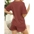 thumbnail image 3 of Cuteduck Waffle Knit Lounge For Women Two Piece Outfits Short Sleeve Top and Shorts Pajama Sets Tracksuit Sweatsuits S-XXL, 3 of 5
