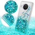 thumbnail image 3 of Nokia X100 Liquid Glitter Case Cover with Tempered Glass for Phone Case for Nokia X100 - Clear/Teal, 3 of 5