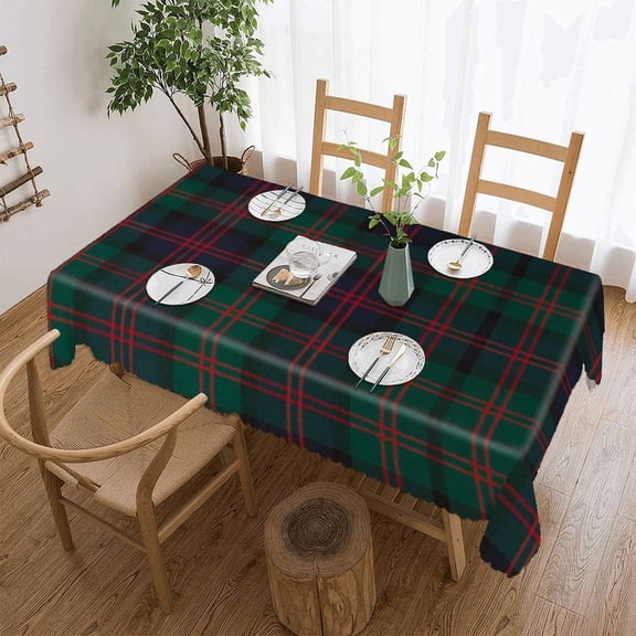 BLAIR MODERN TARTAN Rectangular Tablecloth 55"x70" with Lace Edge, Washable Durable Table Cover for Dining, Indoor Outdoor Home Restaurant Decor