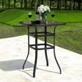 thumbnail image 5 of Wubio Patio Bar Table, Outdoor Bar Height Bistro Table with 32" Tempered Glass Table Top and Powder-Coated Iron Frame for Patio, Backyard, Black，31.5"D x 31.5"W x 40.16"H, 5 of 9
