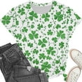 thumbnail image 4 of Xdegoge St Patrick's Day Tops Women Leprechaun Hat Clover Allover Print T-Shirt Short Sleeve Crewneck Tee Funny Irish Festival Shirt Summer Casual Holiday, 4 of 6