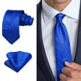 thumbnail image 7 of Blue Paisley Mens Ties Handkerchief Woven Classic Flora Necktie & Pocket Square Set Wedding Business, 7 of 7