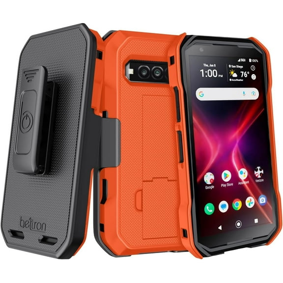 BELTRON DuraForce Pro 3 Case with Clip, Heavy Duty Case with Swivel Belt Clip for Kyocera DuraForce Pro3 5G E7200 Verizon Features: Secure Fit & Built-in Kickstand Safety Orange