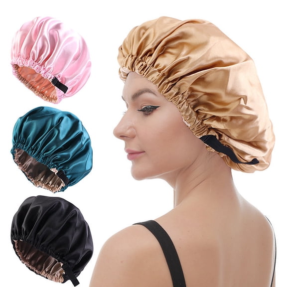 Msgweeeg Hair Towel Wrap for Women Hair Drying Towel Wrap Double Layer Sleep Cap Silk for Long Hair Curls Bonnet Silk Satin Hair Cap Silk Bonnet Hair Care Night Women