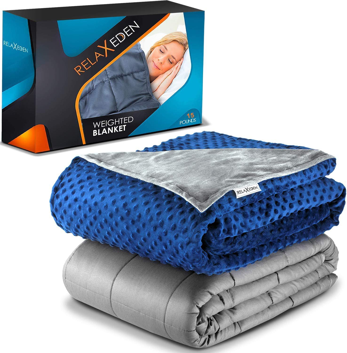 Relax Eden Weighted Blanket 15 LBS with Blue Cover - Walmart.com