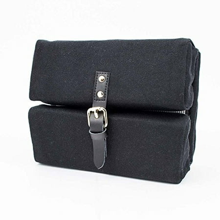 - G.U.S TechAway Travel Roll - Cord, Cable, and Cell Phone or Tablet Storage Pouch. Multiple Colors Available, with Leather Strap & Buckle - Midnight Black