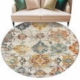thumbnail image 2 of Farmhouse Morocco Round Area Rug 5ft, Boho Abstract Shabby Texture Art Washable Non-Slip Circle Rugs for Bedroom Living Room Kitchen, Soft Low Pile Carpet for Dining Room Playroom Nursery, 2 of 9