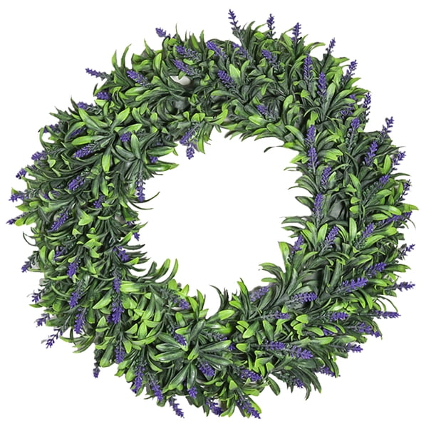GOOHOCHY Corona de lavanda artificial puerta de guirnalda de lavanda decorativa corona colgante