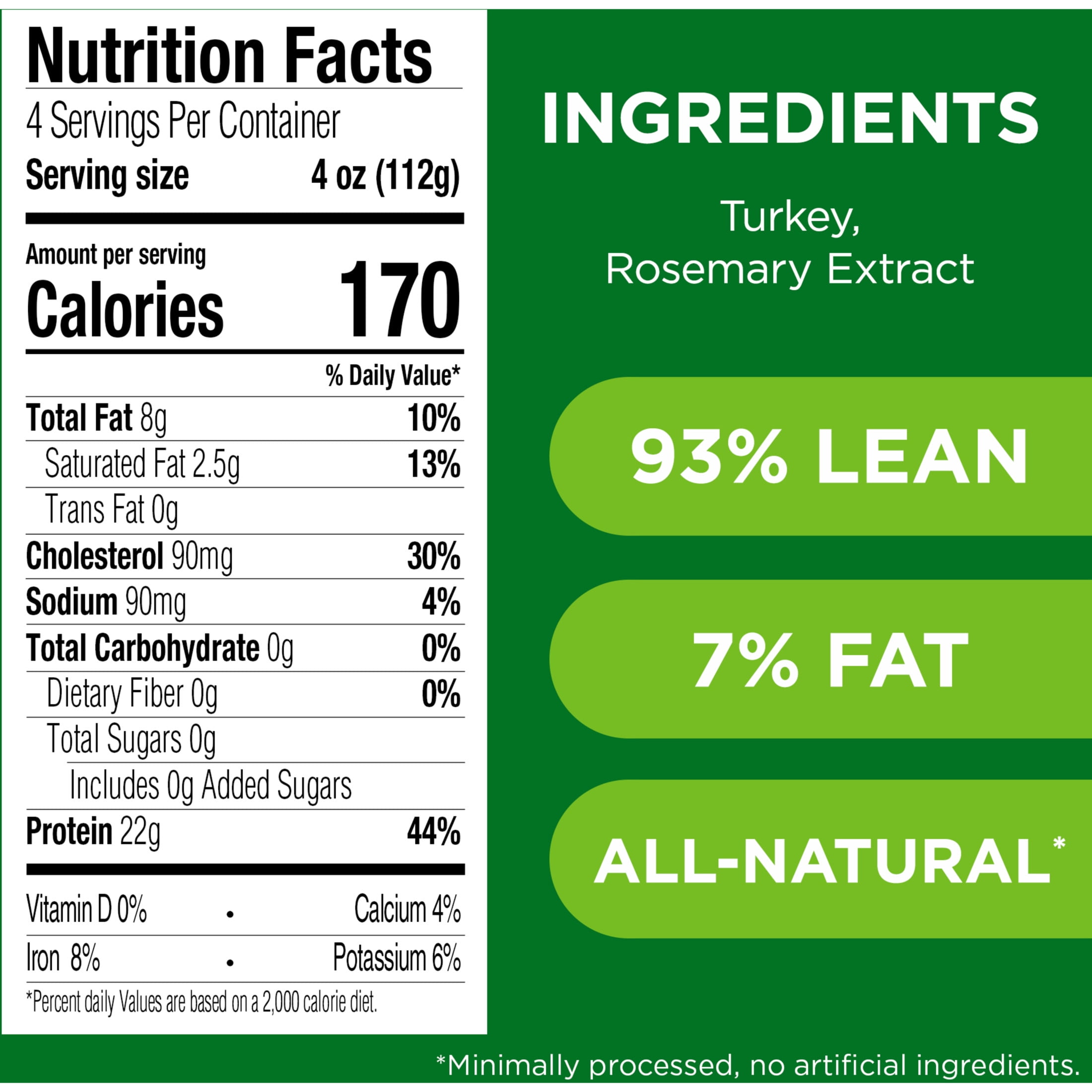 JENNIE-O Fresh Lean Ground Turkey, Fresh Meat, 93% Lean/7% Fat, *All Natural, 16 oz Plastic Tray