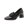 thumbnail image 3 of Zapatos de tacón bajo y grueso para mujer, con punta cuadrada cerrada y cómodos de cuero. Negro, 3 of 7