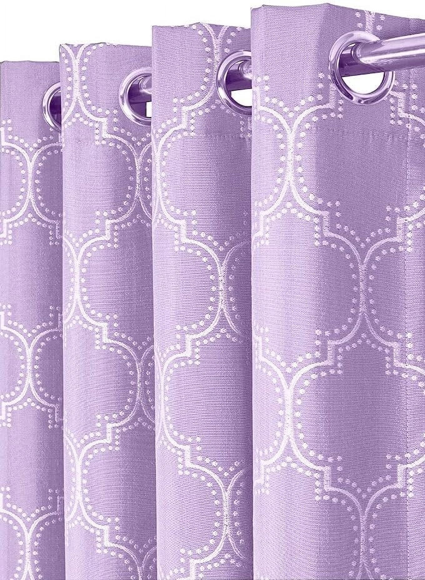Sheetsnthings Alana 54-Inch Wide x 108-Inch Long Panel, Set of 2 Jacquard Thermal Insulated Blackout Curtains, Purple