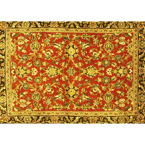 Ahgly Company Indoor Rectangle Persian Yellow Traditional Area Rugs, 5' x 7'