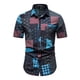 thumbnail image 2 of Camisas Casuales Para Hombre Camisa de manga corta con bolsillo de impresión digital 3D para hombre (Blue, 3XL), 2 of 7