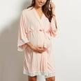 thumbnail image 5 of SPRING PARK Maternity Dress Pregnant Women Lace Trim Nightgown 3/4 Sleeve Sleepwear, 5 of 8