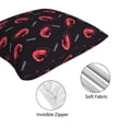 thumbnail image 4 of Throw Pillow Covers, Red Shrimp Print Black Soft Square Pillow Cases with Invisible Zipper for Couch Bed Sofa, Farmhouse Fall Home Decor 18"x18", 4 of 7