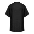 thumbnail image 6 of WGRFFH Womens Button Down Shirts V Neck Ruffle Tops Lapel Collar Shirt Contrast Trim Hollow Out Work Tops Summer Peplum Blouses Going Out Top Casual Collar Patchwork Short Sleeve T-Shirts Black, 6 of 7