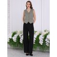 thumbnail image 3 of DARING DIVA Women's Pinstripe Waistcoat Button Down Vintage Striped Vest XL Gray, 3 of 5