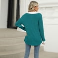 thumbnail image 5 of SWSMCLT Women's Long Sleeve Pullover Sweater Soft Pullover Loose Spring Spandex Top Warm Fashion Casual V Neck Cozy Work Peacock Blue Large, 5 of 5