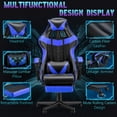 thumbnail image 4 of Huracan PU Leather Gaming Chair with Footrest & Lumbar, Adjustable Armrests/Headrest Computer Gamer Chair for Adults, Office/Game/Home, Bule, 4 of 7