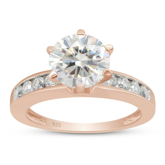 1 4/5 Cttw Center 7.5MM Round Cut Lab Created Moissanite Diamond Solitaire Bridal Engagement Ring Jewelry Gift for Women in 14K Rose Gold Over Sterling Silver (G-H Color, VVS1 Clarity, 1.80 Cttw)-4