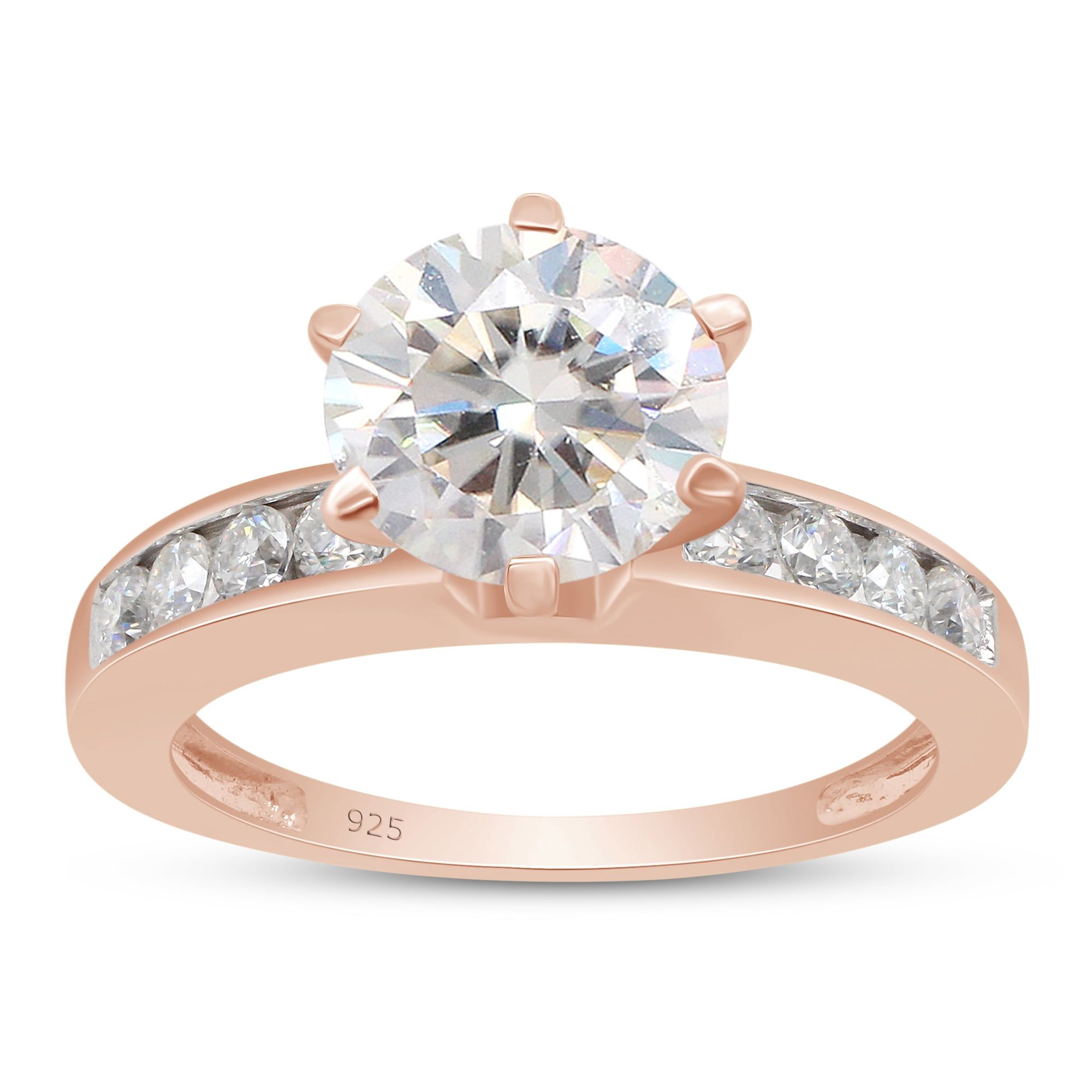 1 4/5 Cttw Center 7.5MM Round Cut Lab Created Moissanite Diamond Solitaire Bridal Engagement Ring Jewelry Gift for Women in 14K Rose Gold Over Sterling Silver (G-H Color, VVS1 Clarity, 1.80 Cttw)-4