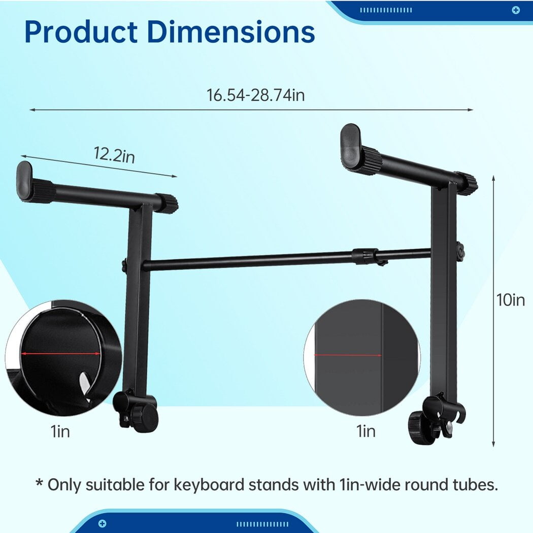 Second Tier Keyboard Stand, Extension Adapter for Keyboard Supports with Adjustable Width, Universal Iron Extension Stand for Electronic Organs