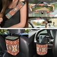 thumbnail image 4 of Yuyamidu Orange Aztec Ethnic Car Front Back Seat Covers with Steering Wheel Cover Seat Belt Pads Car Cup Mat Garbage Can Rear View Mirror Cover Wristlet Keychain Air Vent Storage Holder Set of 15, 4 of 7