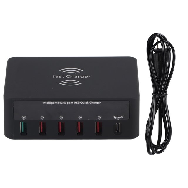 Adaptador de Cargador Rápido Multipuerto USB 818 ZHCH con Carga Inalámbrica