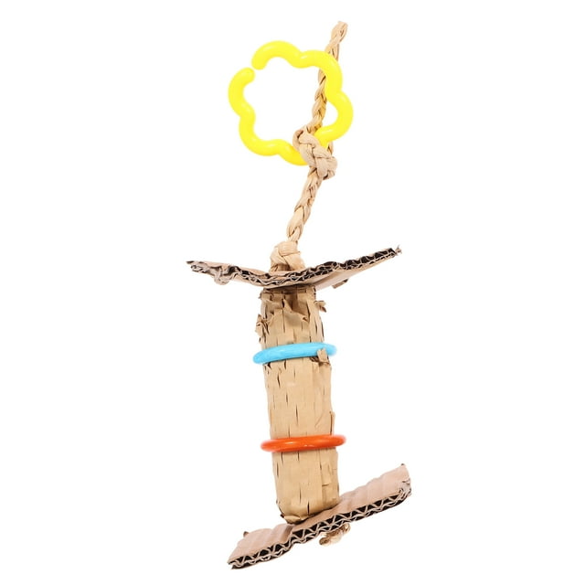 Miangastore Parrot Biting Toy Paper Plastic Wood Cotton 1Pack 9.8X2.6X1In