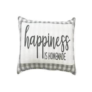 Mainstays, Happiness Decorative Pillow, Oblong, Grey, 12'' x 22'', 1 Pack