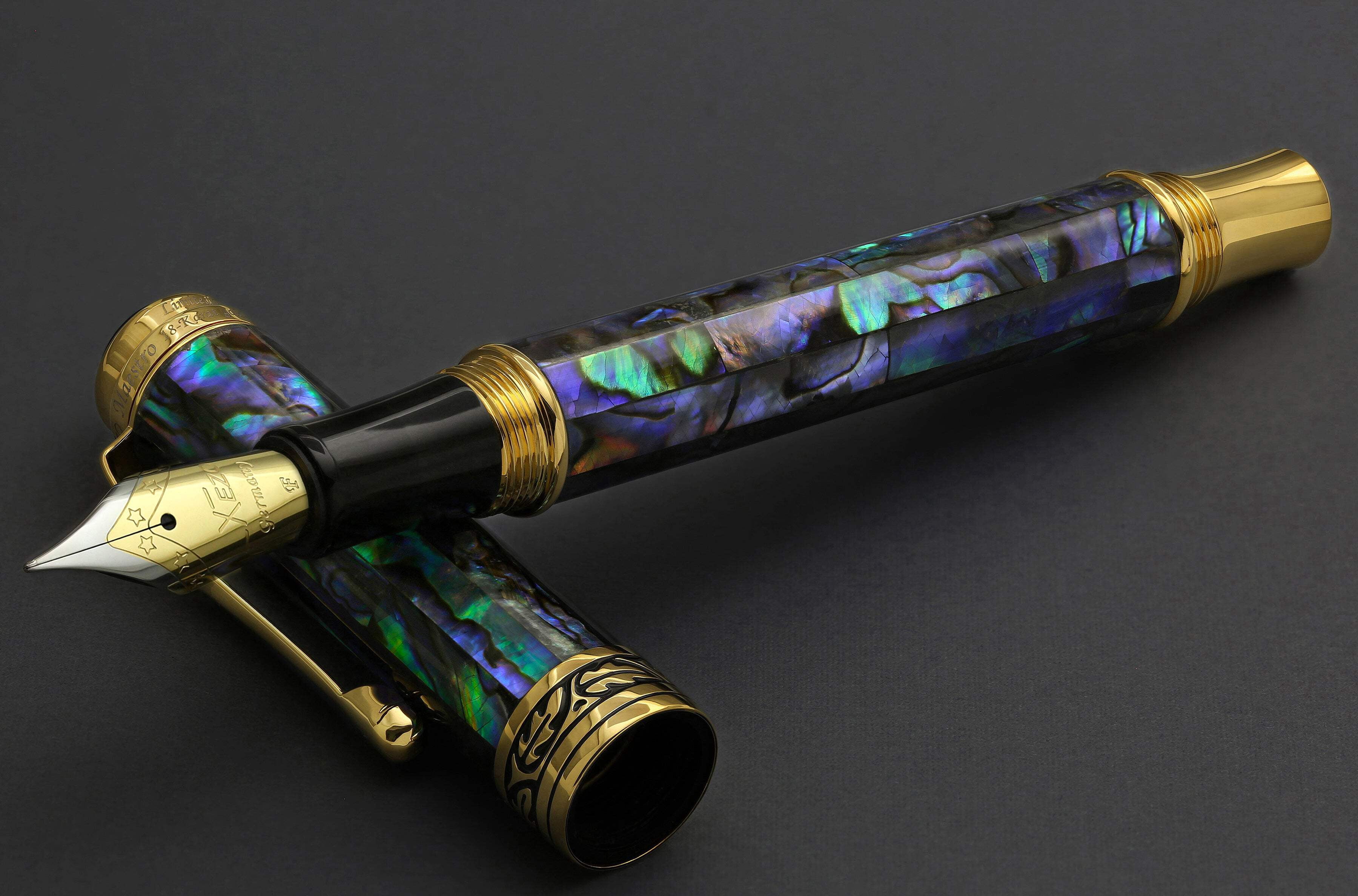 Xezo Xezo Maestro® Paua Abalone Sea Shell Fountain Pen (Fine Nib) - 18K Gold Plated