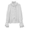 thumbnail image 5 of Long Sleeve Shirts for Women 2026 Spring Ruffle Lace Trim Button Down Dressy Casual Blouse Trendy Outfits, 5 of 6