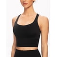 thumbnail image 4 of AGONVIN Women's Strappy Longline Yoga Sports Bra Padded Wireless Crop Top Cami Tank Top Black X-Large, 4 of 7