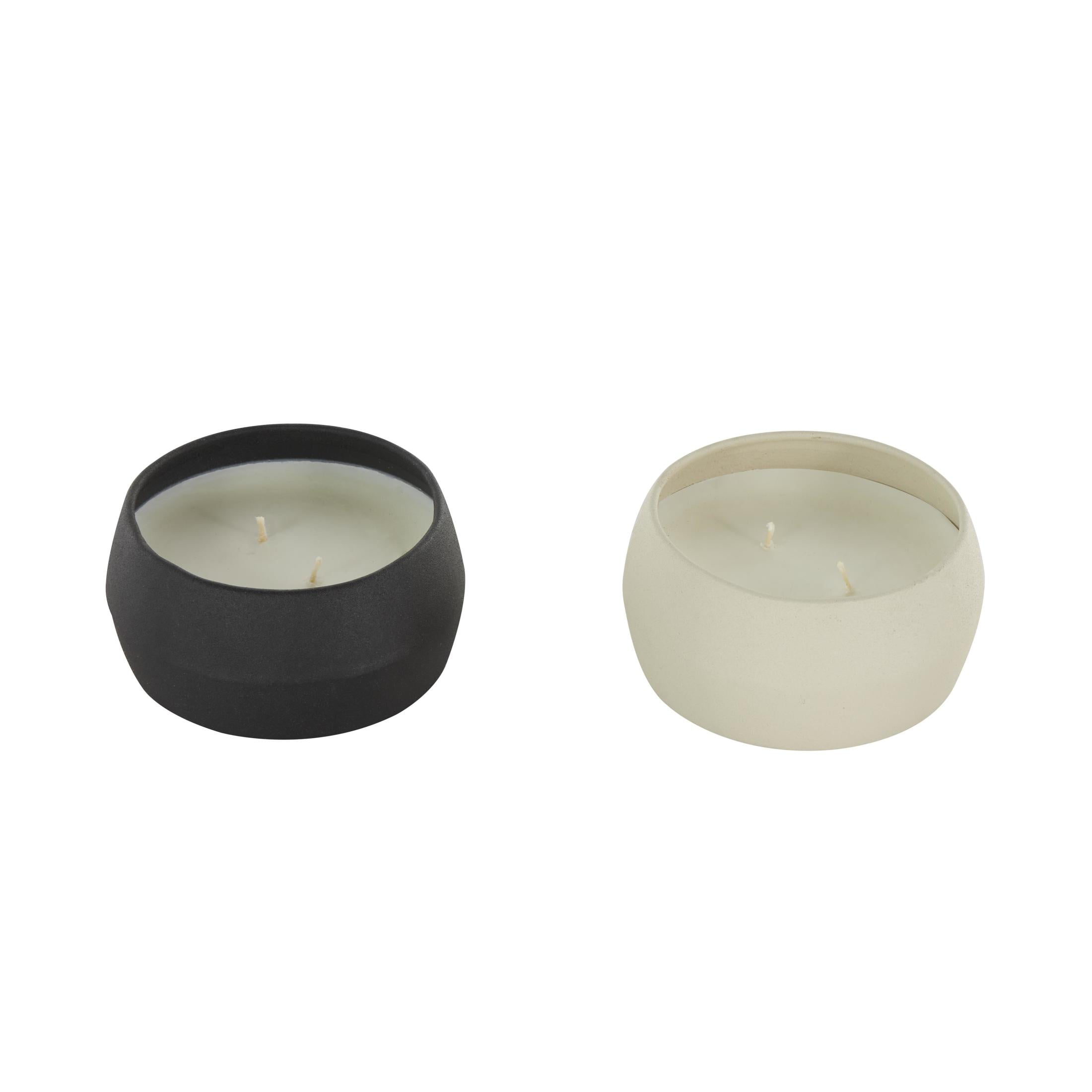 DecMode 2 Holder Multi Colored Metal Apple Cinnamon / Creamy Vanilla Swirl Scented Textured 9oz 2 Wick Candle with White Wax, (Set of 2)